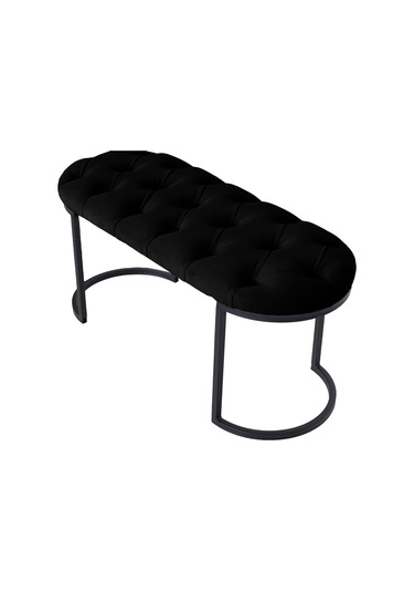 Elısse Siyah Model- Oval Metal Ayak 100 Cm Bench&koltuk&puf-yatak Odası Önü&ucu Puff&oturak