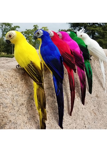 Tenfowee 35cm Sarı Köpük Ve Tüy Simülasyon Papağan - Ev Dekorasyonu, Vitrin Ve Bahçe Süs Eşyası