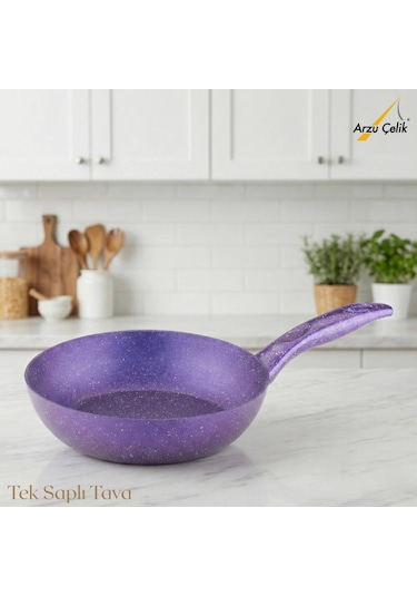 22 Cm Granit Tek Saplı Tava - Violet Violet