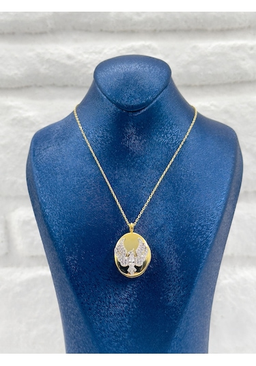 Gold Renk Kapaklı Alya Model Kadın Gümüş Kolye - Alya Kolyesi Gümüş