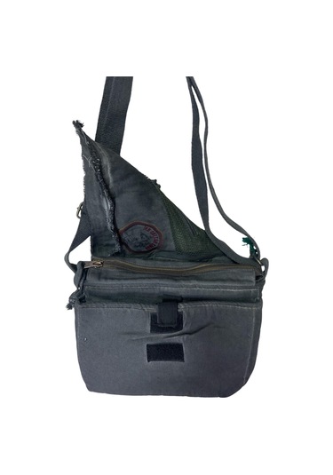 Vintage Küçük Salaş Unisex Günlük Çapraz Postacı Çantası S Boy 26x20cm Siyah Yeşil