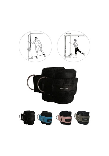 Spor Byfit Ayak Bilek Kayışı D-Ring Ağırlık Çekiş Aparatı - SİYAH Siyah