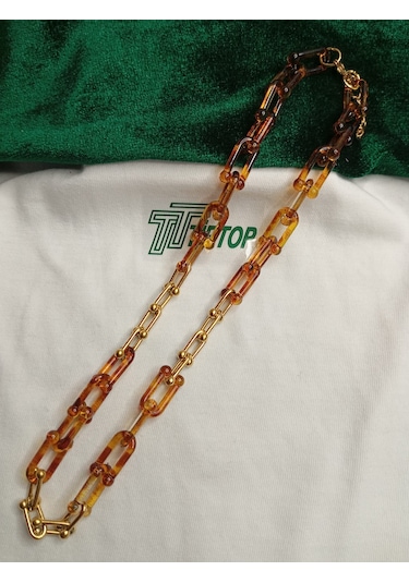 Tiptop/ Ataç Model Gold Renk Kolye-top Model Çok Renkli 3'lü Zincir Set Altın