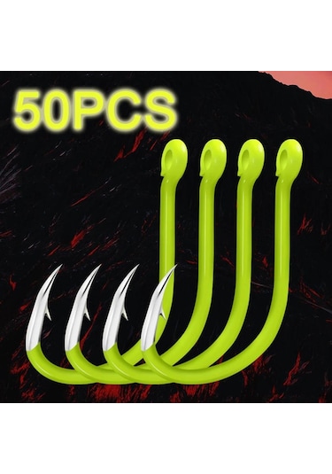 Valkyrie 300 Adet Floresan Sarısı 8-13 Boy Paslanmaz Karbon Çelik Balık Olta Kanca Zoka Seti - Güçlendirilmiş Tasarım - Norveç İğnesi