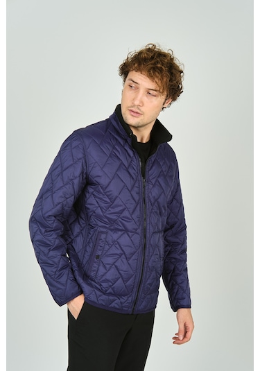 Allegro Erkek Dik Yaka Fermuarlı Cep Detaylı Kapitone Mont 4355 Saks Saks