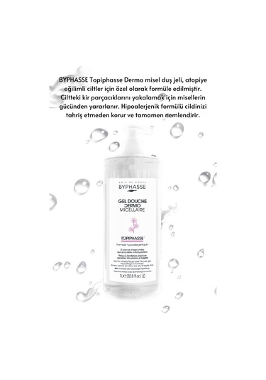 Byphasse Dermo Micellar Topiphasse Atopik Hassas Ve Çok Kuru Ciltler İçin Misel Duş Jeli 1 L