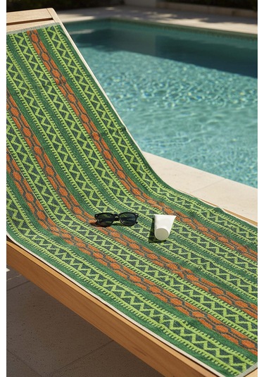 Açık Yeşil Sahara %100 Pamuklu Plaj Havlusu 70x140 Cm Çok Renkli