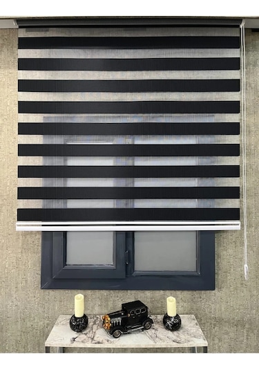 Siyah Bambu Zebra Stor Perde Altı Düz