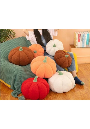 Beyaz Sevimli Cadılar Bayramı Balkabağı Peluş Atmak Yastık Yumuşak Kadife Yastık Yastık Dekor 30cm