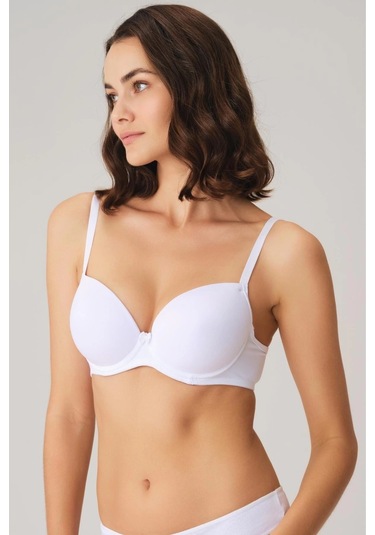 Balenli Desteksiz Dolgusuz Askıları Çıkabilen Günlük Klasik T-shirt Sütyeni Ten