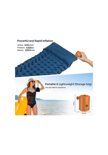 Zyzqstore Elektrikli Hava Pompası: Pil Şarjlı Hava Şişirme, Pratik Yolculuk Yardımcısı 1 Adet