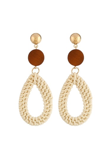 E2002-9 Coffee Water Drop Bamboo Vine Handmade Woven Earrings Bosomia Style Earrings Gümüş