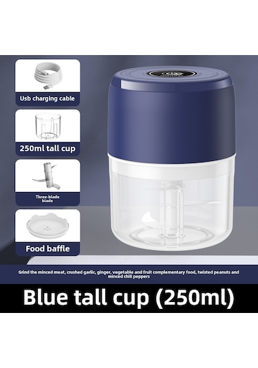 Youmex Mutfakta Kullanım İçin Mini Kablosuz Elektrikli Sarımsak Dilimleyici - Fıstık, Tohum Ve Malzeme Ezici, 250ml Mavi, Kolay Temizlenir Diğer