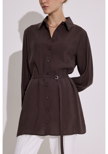 Modal Kemerli Gömlek Acı Kahve Acı Kahve