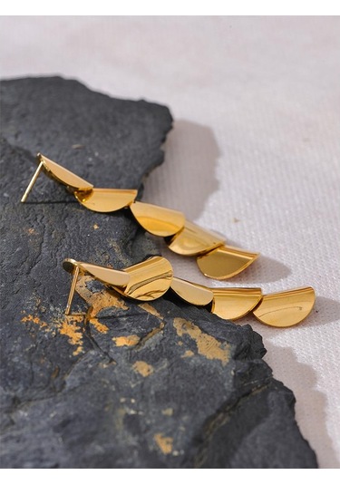 Gümüş Eetit Paslanmaz Çelik Şık Metal Yuvarlak Uzun Asılı Damla Küpe Kadınlar İçin Basit Çekici Kulak Takı Su Geçirmez Gümüş