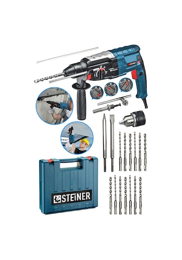 Steiner Heavy Duty Profesyonel Kırıcı Delici Darbeli Matkap +15 Adet Uç + Mandren