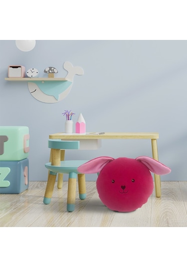 Pembe Kulaklı Tavşan Yastık 33 Cm Silikon Elyaf