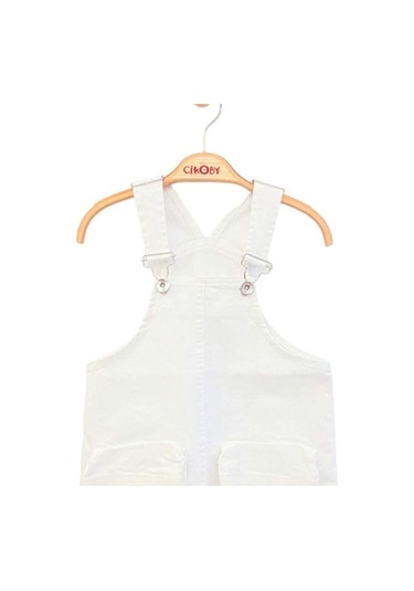 Kız Çocuk Dokuma Etekli Salopet-13862 Beyaz