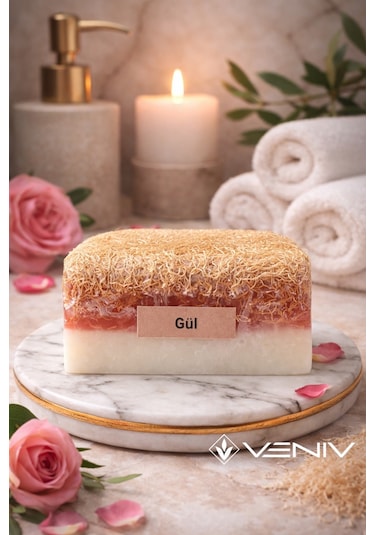 %100 Doğal Kabak Lifli Sabun - Gül & Keçi Sütü - 100 Gr Diğer