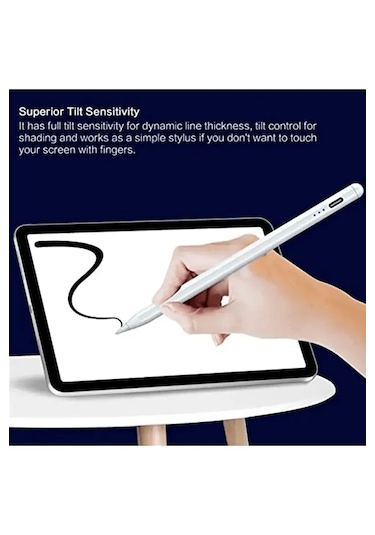 Pixora Universal Tüm Tablet Ve Apple İpad Ve İpad Pro Uyumlu Yükseltilmiş Eğitim Hassasiyetli Dokunmatik Yazı Kalemi Beyaz