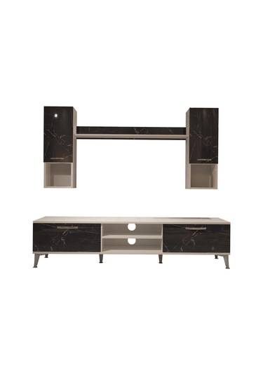 Decoraktiv Eko 5da Mdf Dvd Silver Tv Ünitesi Tv Sehpası Beyaz - Siyah Mermer