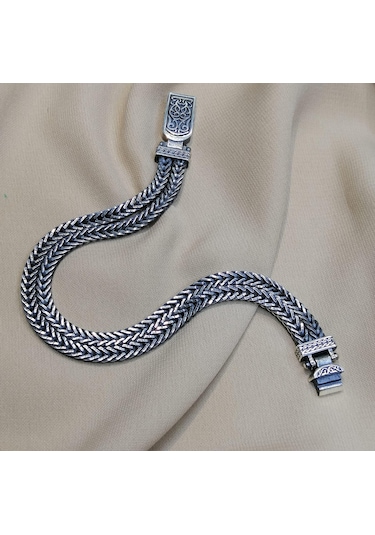 Omar Silver 925 Ayar Midyat Hasırı Cihan Albora Gümüş Erkek Bilekliği