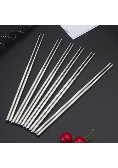 Dianziye 304 Paslanmaz Çelik Isıya Dayanıklı Kaymaz Çubuk Çatal, Gümüş Renk, 5 Çift Basit Paket Diğer
