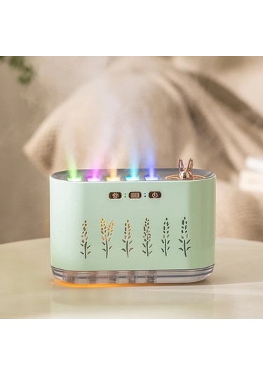 Techbloom 5 Modlu 7 Renkli Dinamik Işık Pembe Aromaterapi Nemlendirici Usb Şarjlı Sessiz Çalışma Ev Yatak Odası