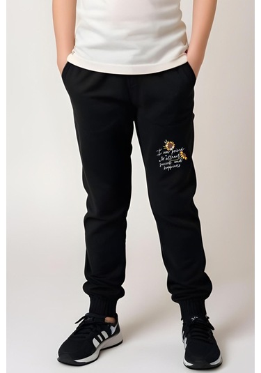 I Am Poised Baskılı Kız Çocuk Tişört Ve Eşofman Alt-üst Takım KREM