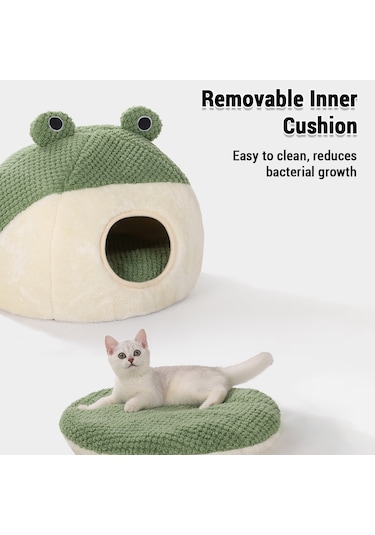 Hallow Kedi Yatağı Ultra Yumuşak Peluş Malzeme 2'si 1 Arada S Yeşil