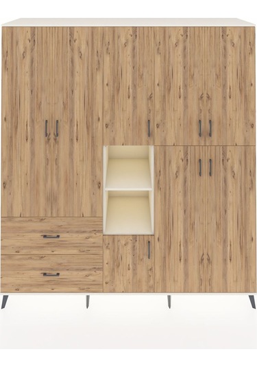 Kronos Dolap 12 Raflı 2 Çekmeceli Tek Askılı 220x59x243 Aytaşı-çam/çam Atlas Çam/atlas Çam