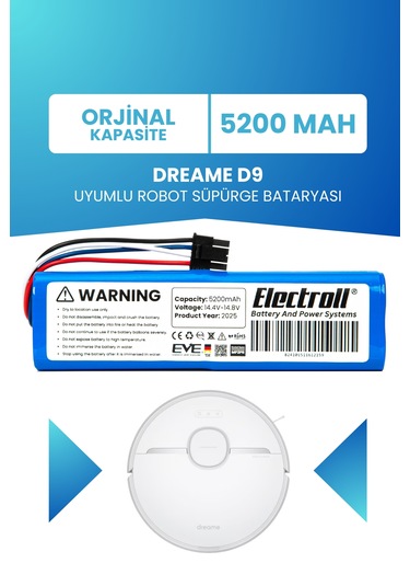 Dreame D9 Uyumlu Batarya 5200mah Robot Süpürge Bataryası