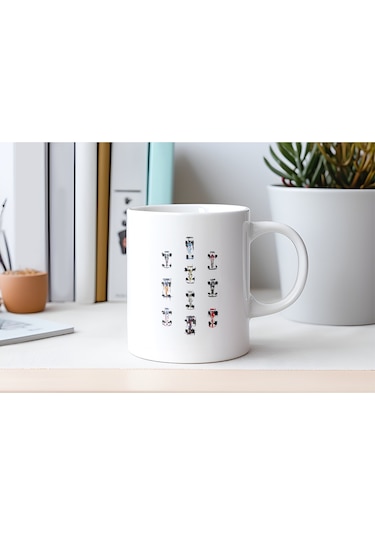 Formula 1 Araçları Kupa Bardak Yarış Tutkunlarına Özel Minimal F1 Tasarım Beyaz