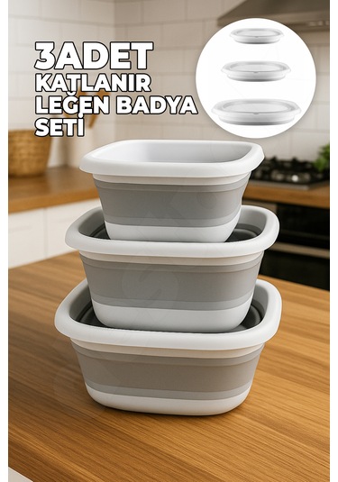 3'lü Katlanır Leğen, Katlanabilir Akordiyon Badya - Mutfak Banyo