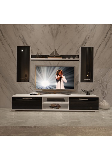 Decoraktiv Eko 7 Mdf Dvd Tv Ünitesi Tv Sehpası Beyaz - Siyah