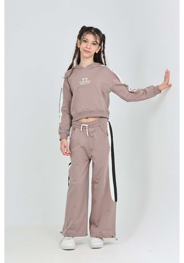 Toontoy Kız Çocuk Fiyonk Nakışlı Eşofman Takım Kahve