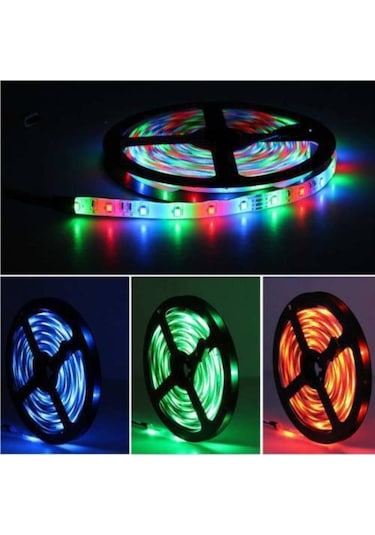 Esdastore 5 Mt. Rgb Şerit Led Seti Kumandalı  Tak Çalıştır Renkli Dekoratif Aydınlatma
