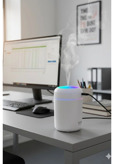 Beyaz H2o Usb Renkli Mini Hava Nemlendirici Led Işıklı 350ml Taşınabilir Oda Ve Ofis Difüzörü