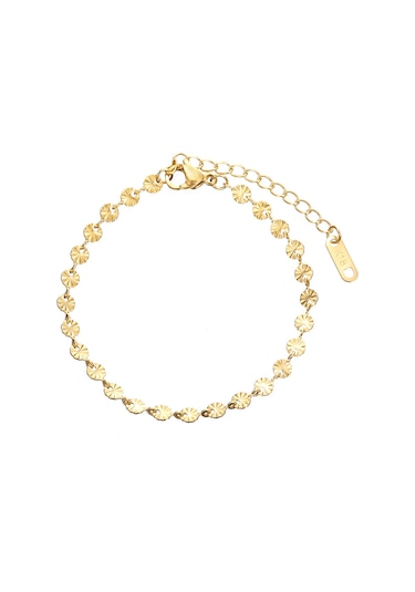 Tenfowee Altın Kaplama 18k Titan Çelik Bileklik - 15+5cm Uzunluk Ayarı, Bası Desenli, Gündelik Ve Özel Davetler İçin Zirve Eleganlık Gold