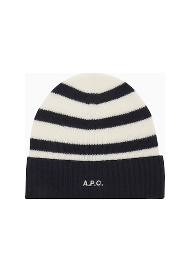 A.p.c Martin Unisex Koyu - Ekru Merino Yün Bere Lacivert