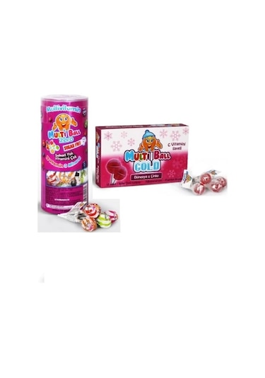 Multi Ball Multivitamin Şekersiz Lolipop 15'li+ekinezya&çinko Pastıl12'lı