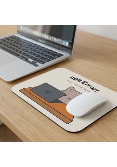 Tabloe 404 Error Eğlenceli Tasarımlı Mouse Pad - 23x19 Cm 4mm Kalınlık - Kaydırmaz Tabanlı Kaliteli Mousepad Kahverengi+açık Gri