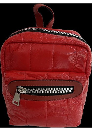 Sentt Parlak Deri Çift Fermuarlı Çanta