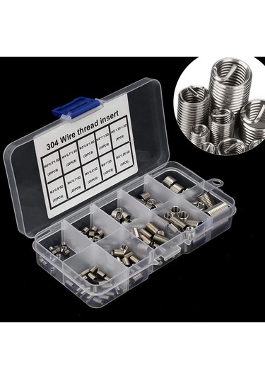 Tangshopping 300 Adet Konu Onarım Ek Parçaları M3 M5 M6 M8 Paslanmaz Çelik Heli Bobin Konu Onarım Ek Parçası Tel Konu Ekleme Çeşitleri