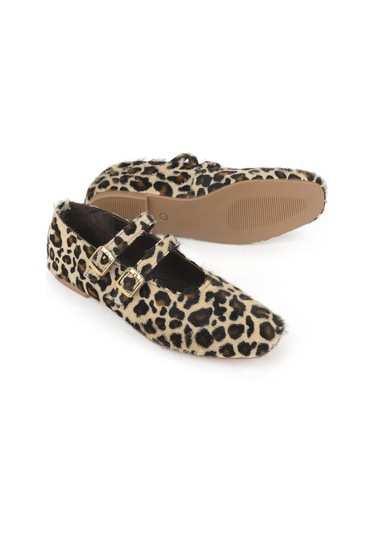 Ziya, Kadın Hakiki Deri Babet 153111z40831 Bej-leopar 153111z40831 710 Bej-leopar