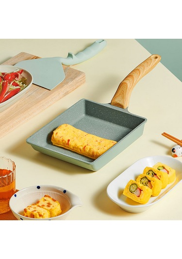 Yaozixa Japon Yumurta Tavası - Yapışmaz, Çok Amaçlı, Tahta Saplı Bebek Yemekleri İçin Çok Renkli