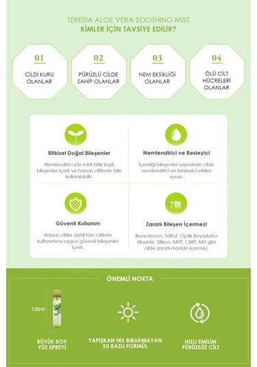 Aloe Vera Içeren Yatıştırıcı Yüz Spreyi Soothing Mist 120ml