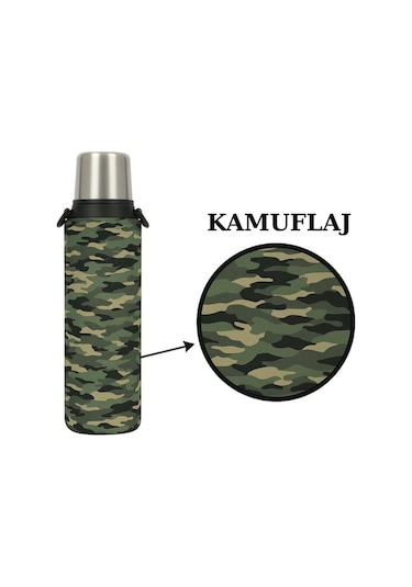 Klasik 1.4 Lt. İle Uyumlu Omuz Askılı Termos Kılıfı Kamuflaj