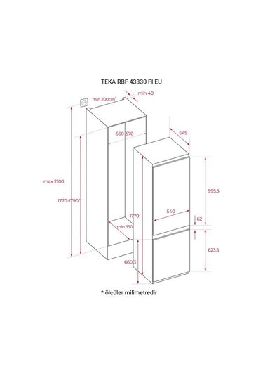 Teka RBF 43330 FI EU 242 L No-Frost Ankastre Buzdolabı