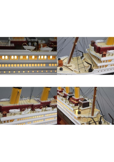 Titanik Led Işıklı Ahşap Model 80cm Titanic Gemi Koleksiyon